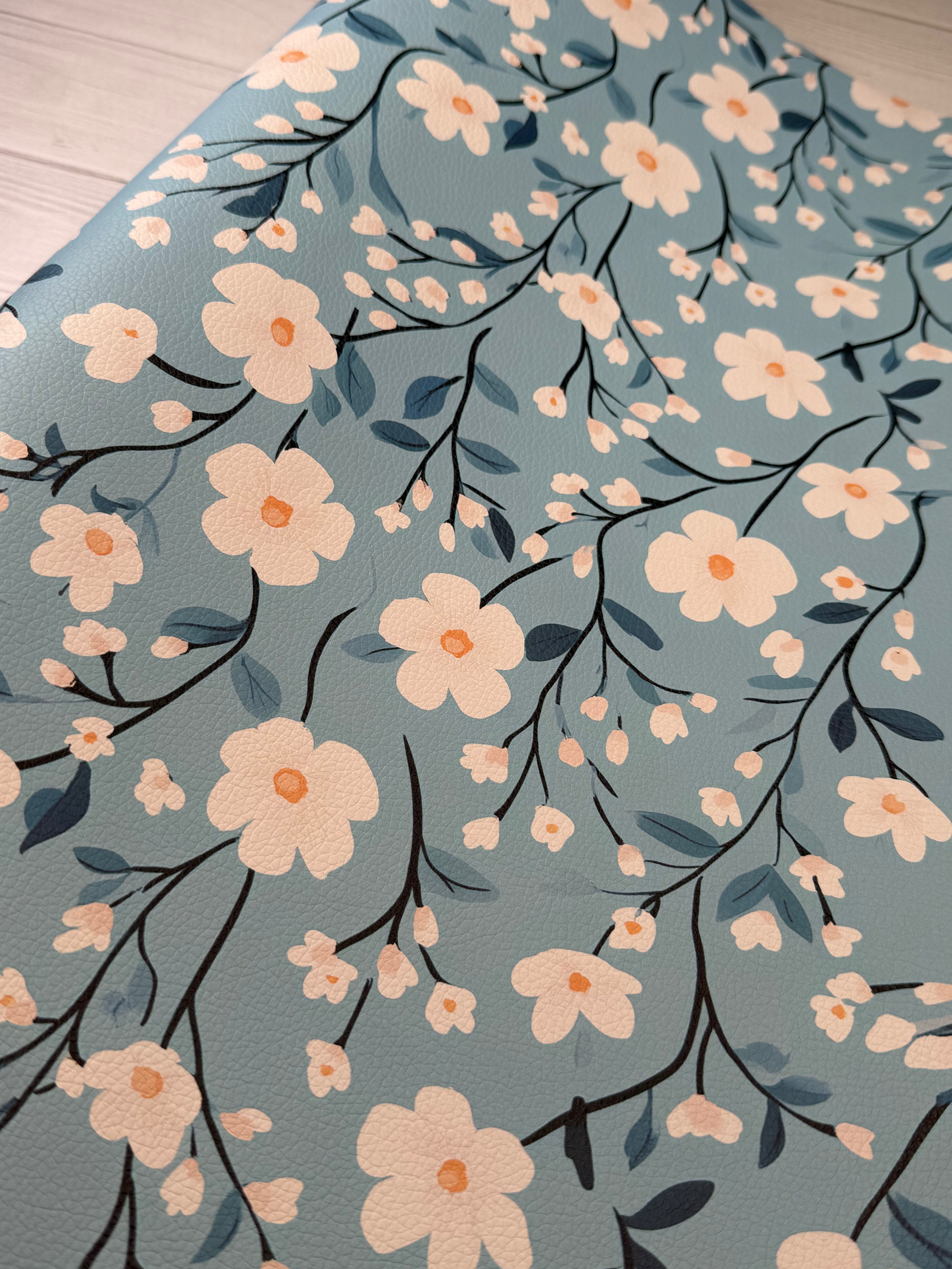 Blue Cottage Floral Pebble Vinyl
