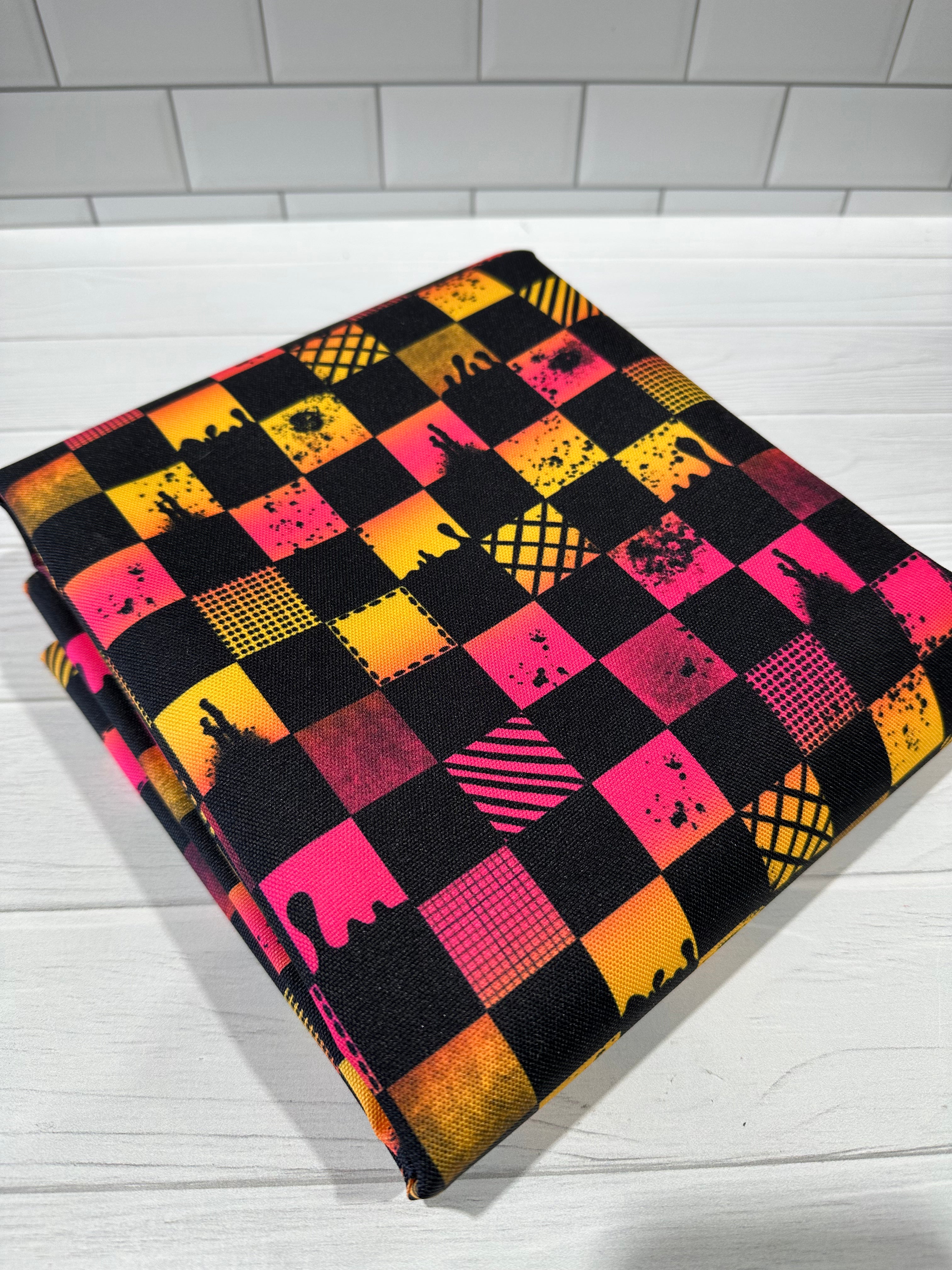 Sunset Ombre Grunge Check Waterproof Canvas