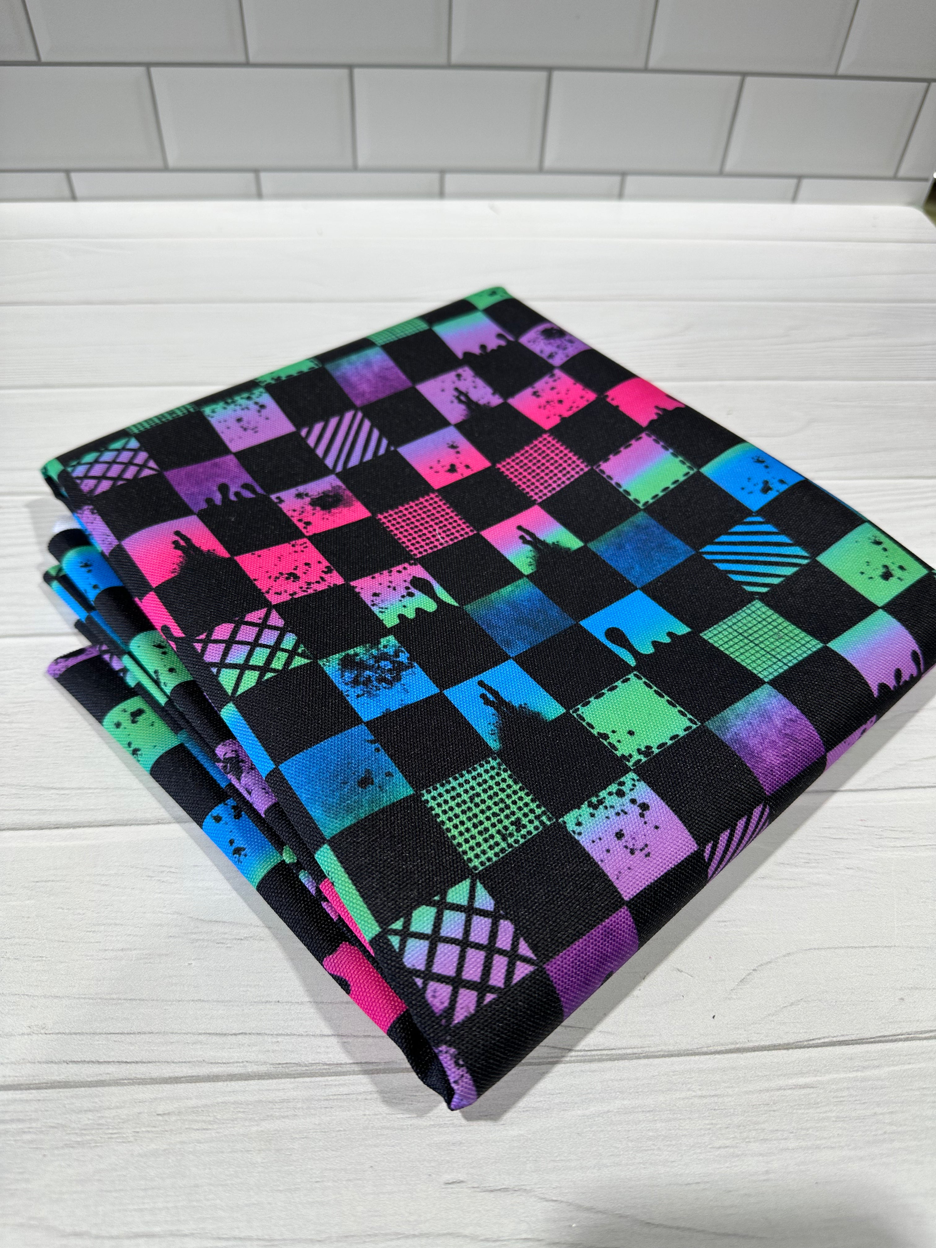 Bright Ombre Grunge Check Waterproof Canvas