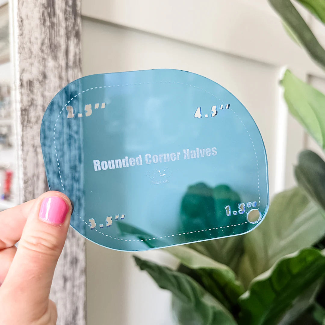 Oklaroots®️  1-2-3-4 INCH ROUNDED CORNERS (HALVES) - BLUE - ACRYLIC TEMPLATE