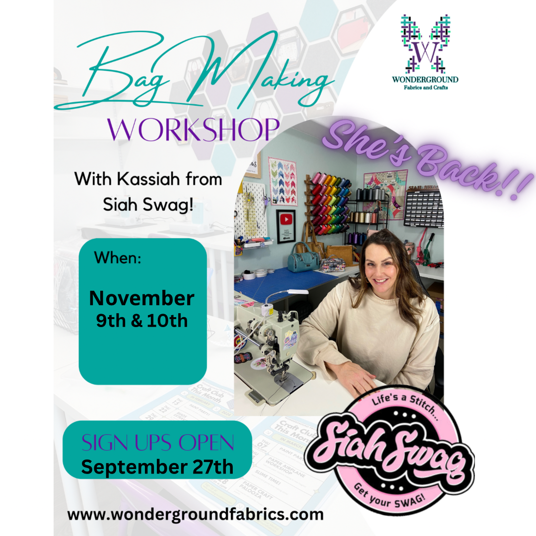 Bag Making Workshop with Kassiah Schern! Sign ups open September 27th!