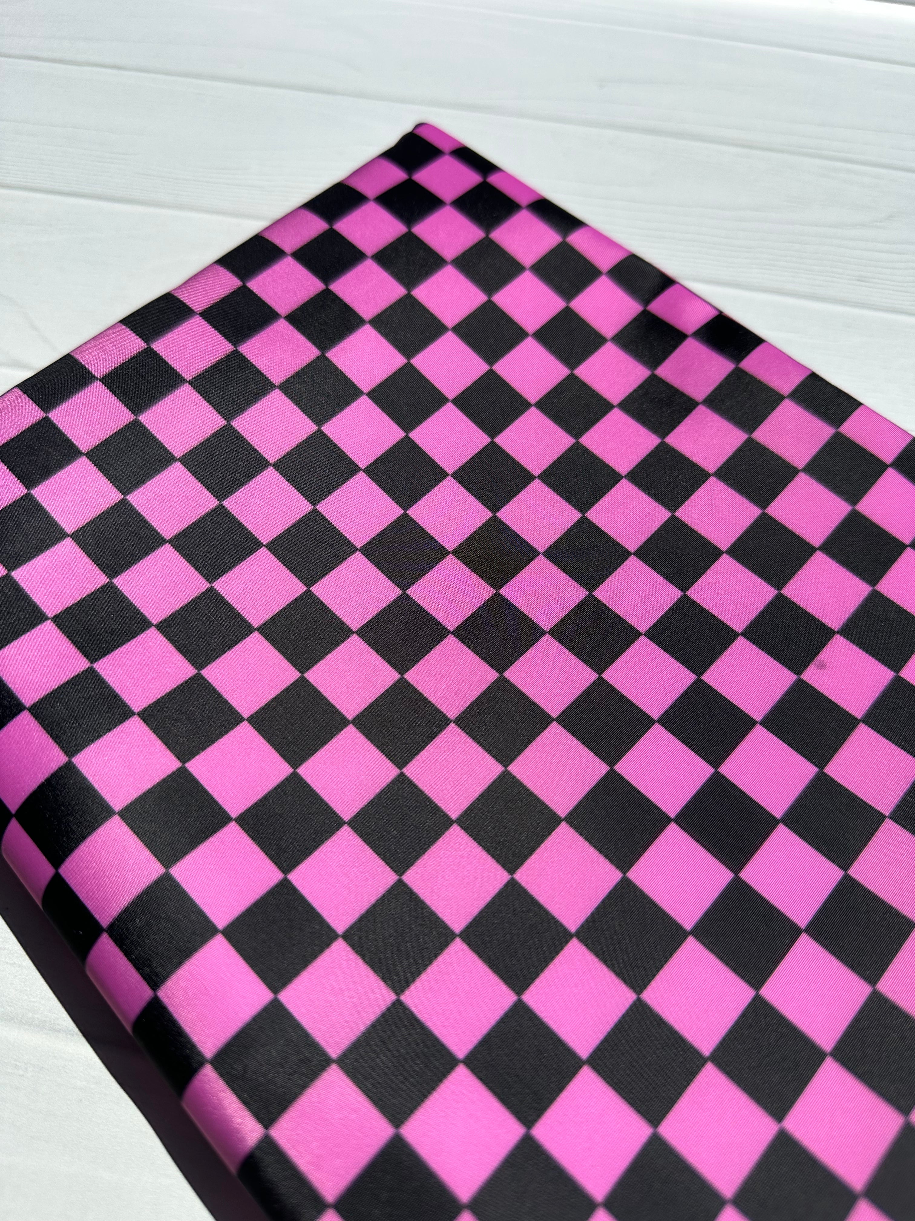 Pink and Black Check Lux Bonded Poly/Nylon