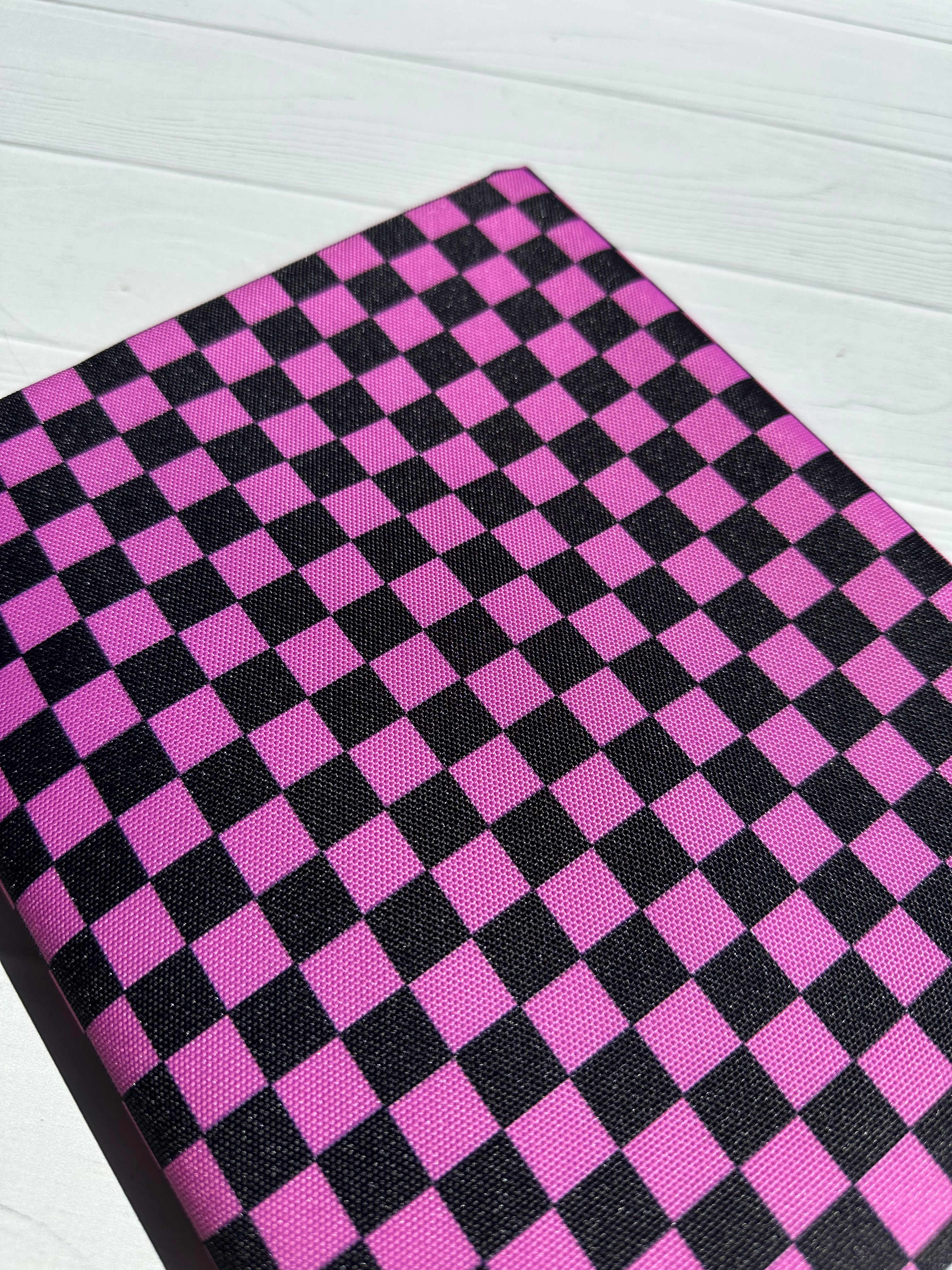 Pink and Black Check Waterproof Canvas