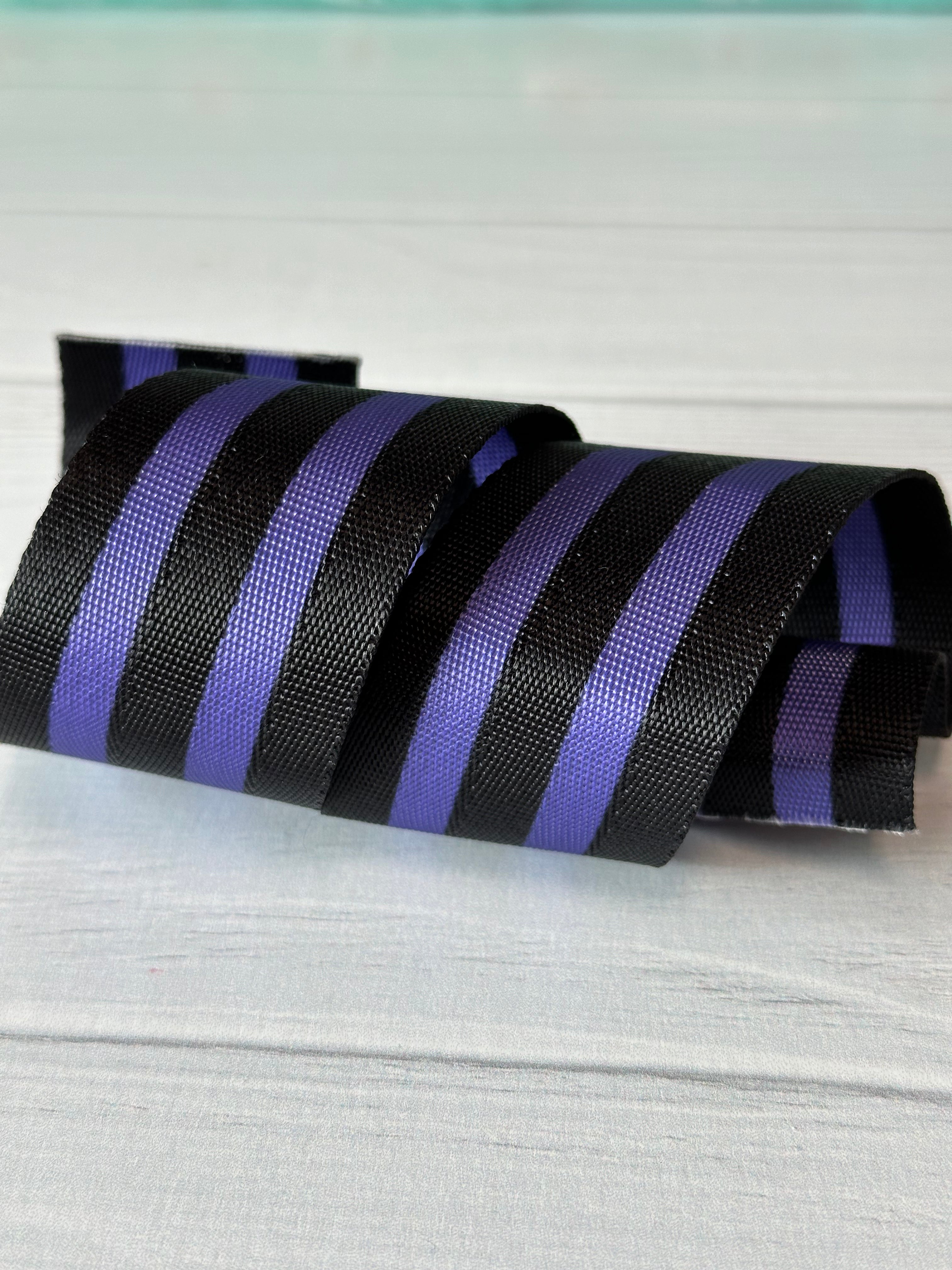 Purple and Black Stripe Webbing 1.5” Seatbelt Webbing