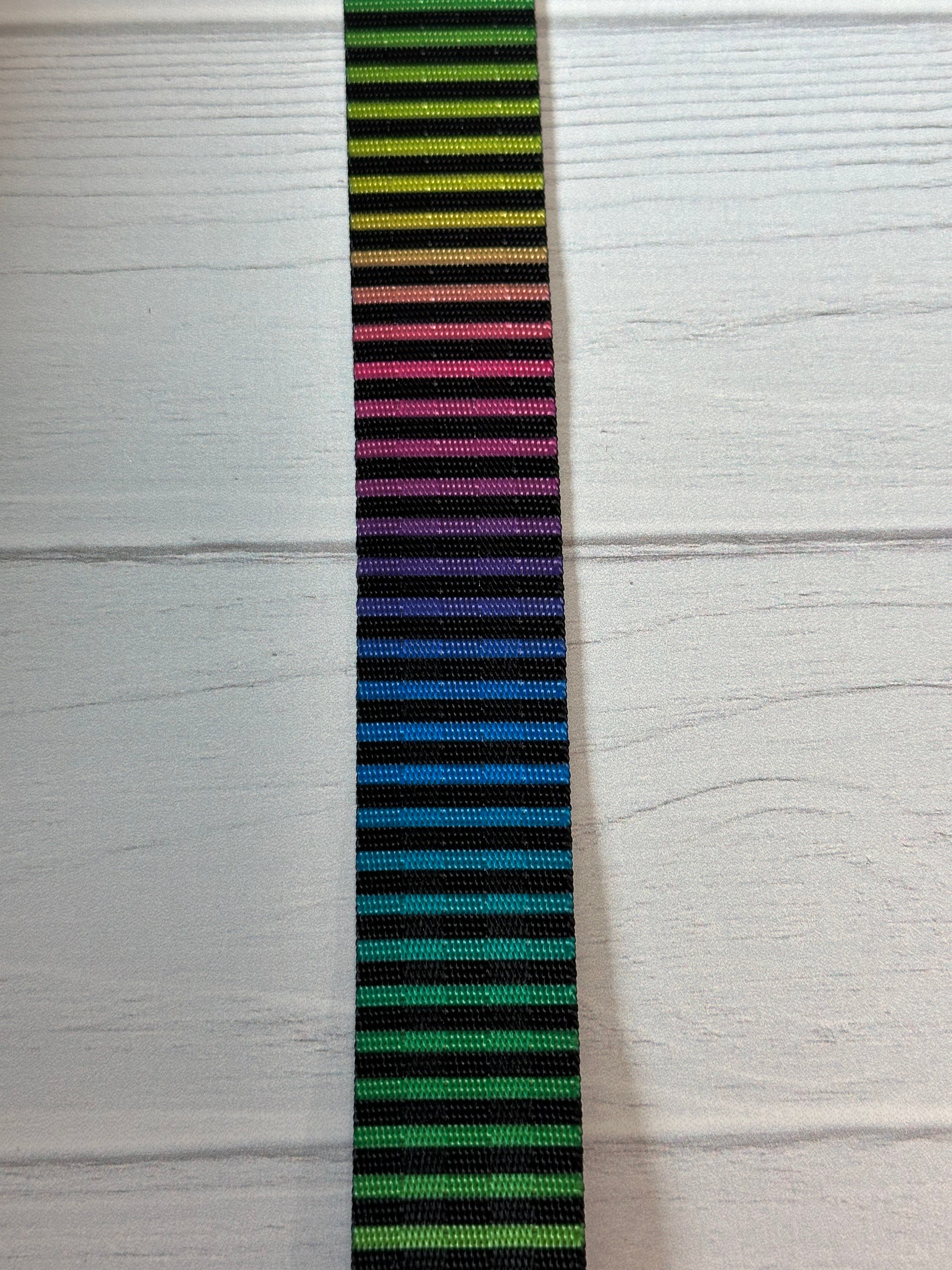 Bright Horizontal rainbow stripe 1” Seatbelt Webbing