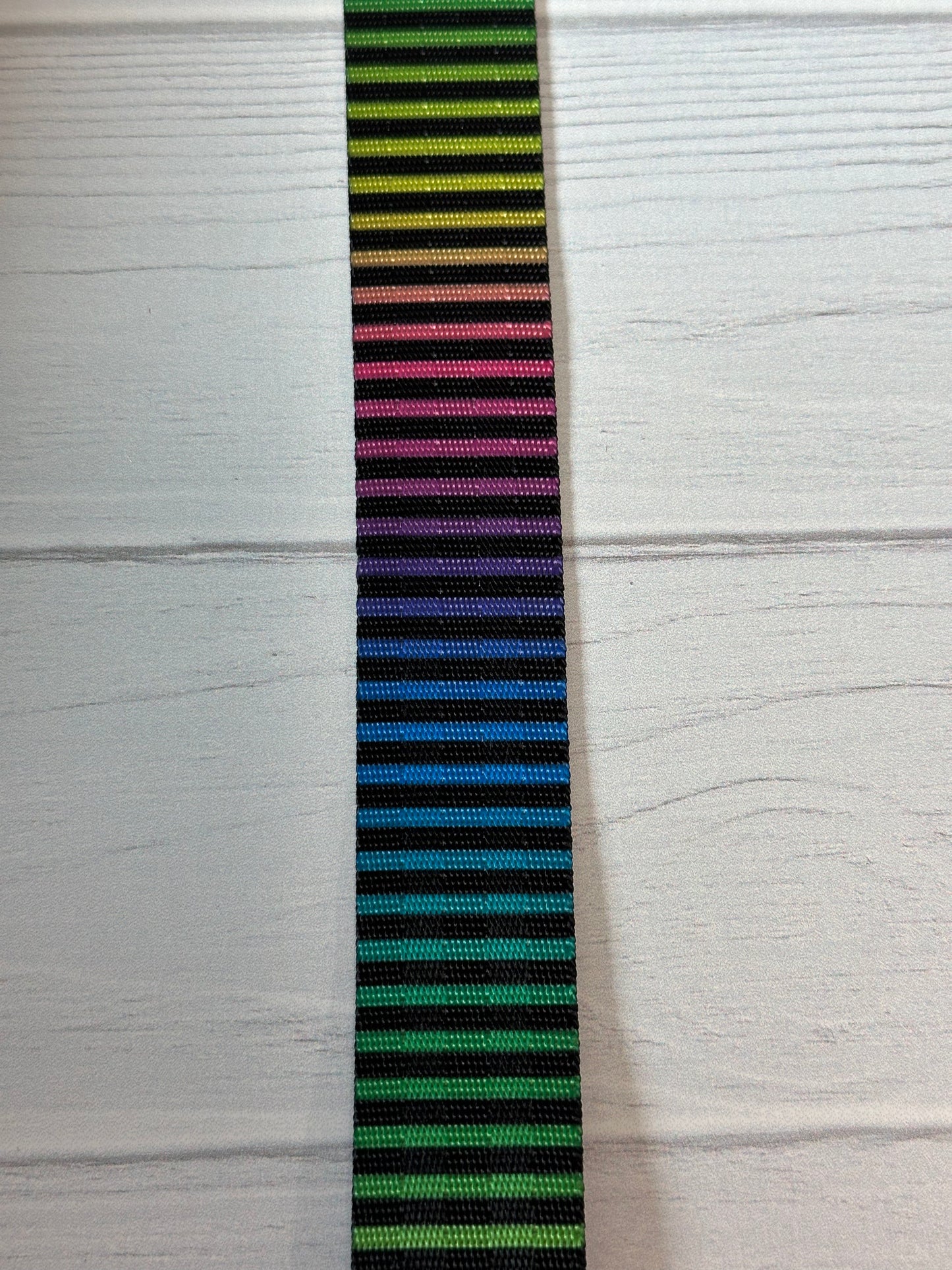 Bright Horizontal rainbow stripe 1” Seatbelt Webbing