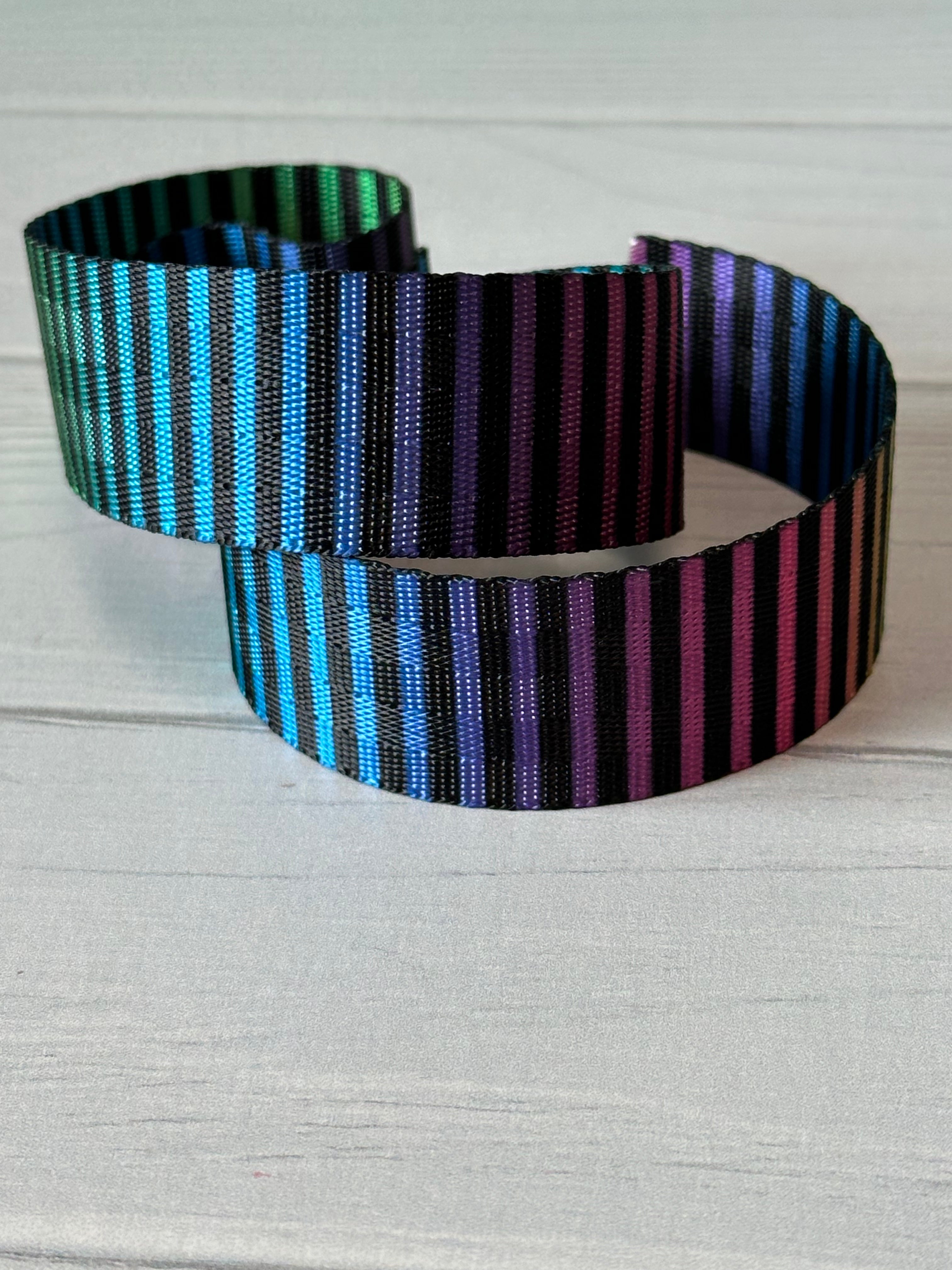 Bright Horizontal rainbow stripe 1” Seatbelt Webbing