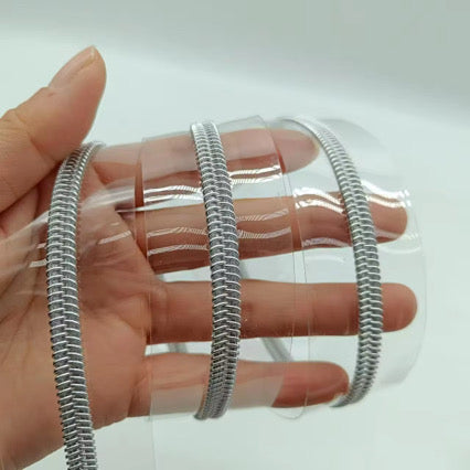 Clear zipper tape with Silver teeth