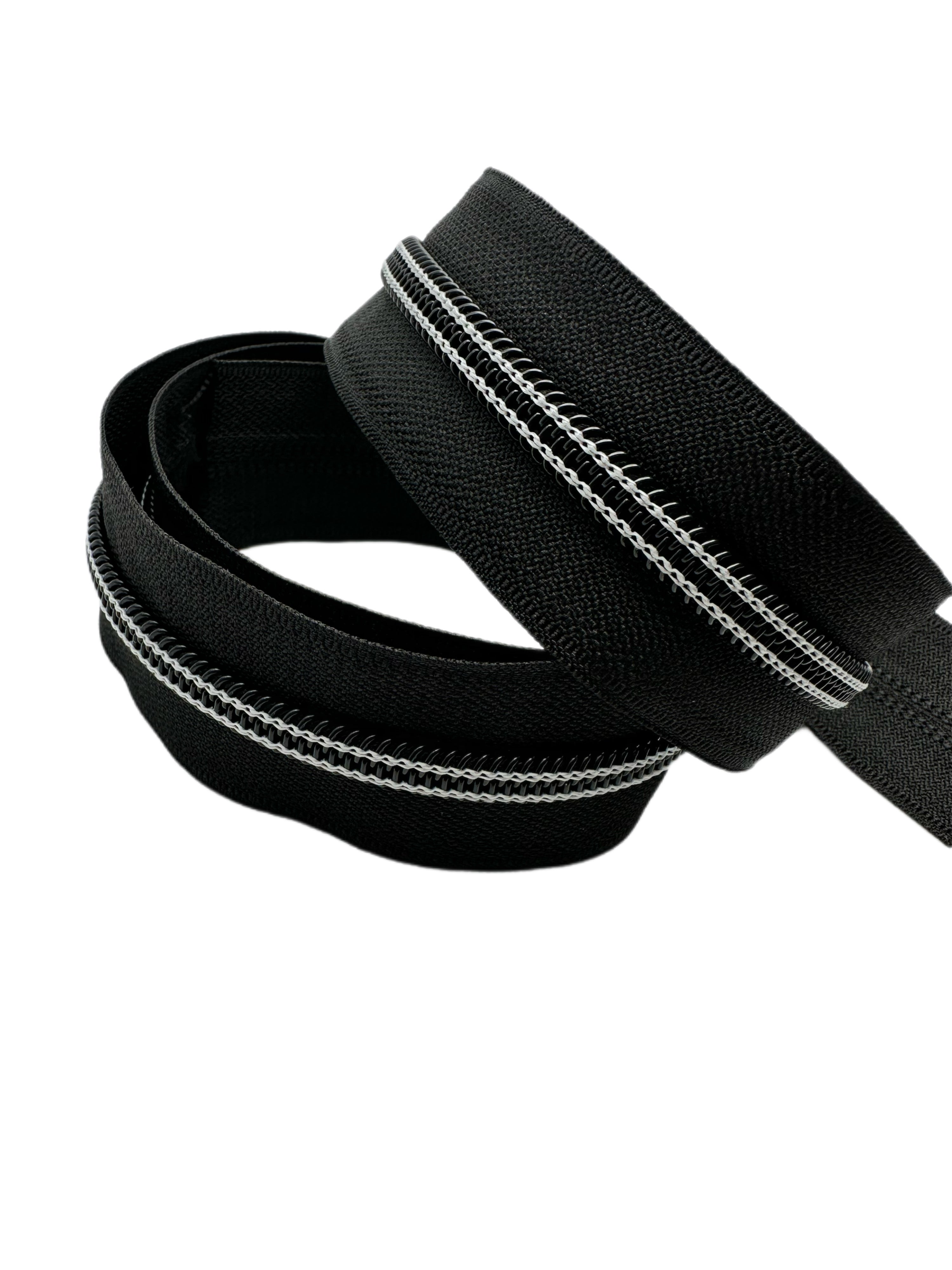 GLOW! Black zipper tape with matte black teeth