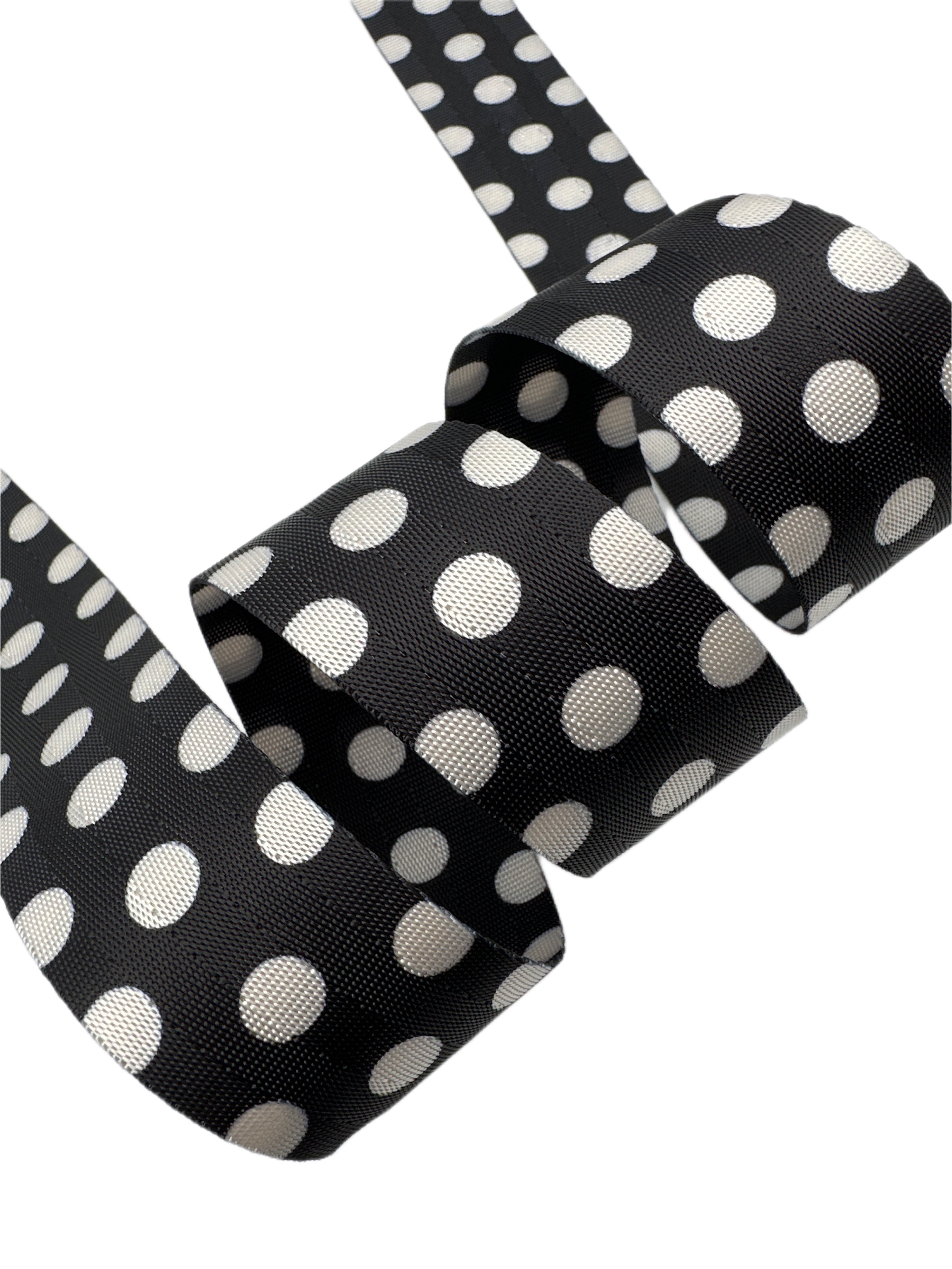 Black and White Polka Dot 1.5” Seatbelt Webbing