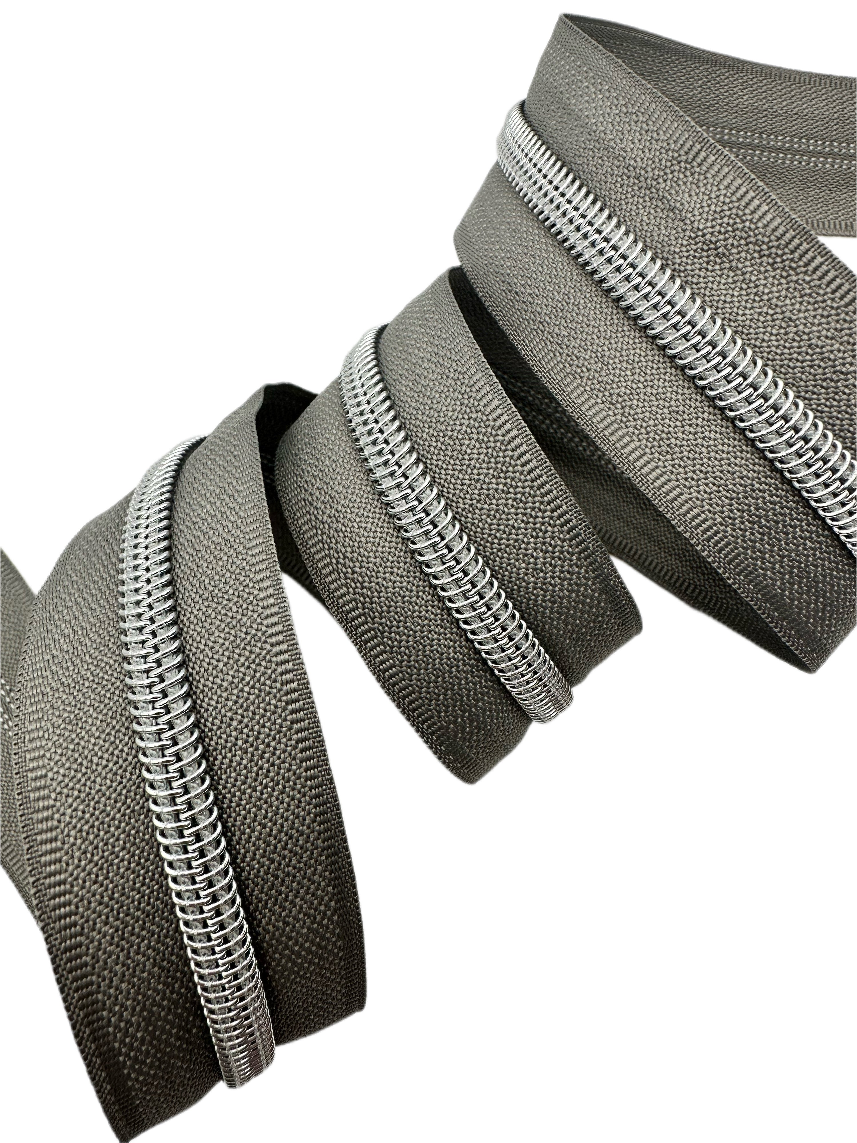 Grey Tape with Silver Zipper Tape