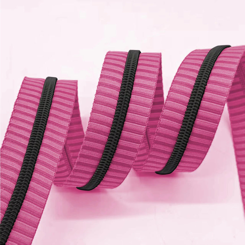 Cheshire Pink Stripe with Black teeth Zipper Tape