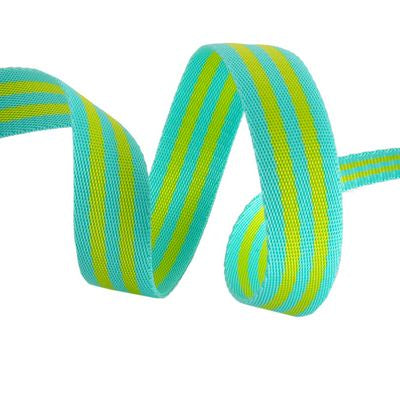 1 " Wide Tula Pink Webbing - Lime and Turquoise (2yd cut)