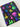 Fabric with a neon-colored pattern featuring laboratory equipment and a skull design.