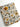 Floral patterned fabric with orange and green flowers on a white background