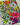 A piece of multicolored floral fabric with a checkered pattern.