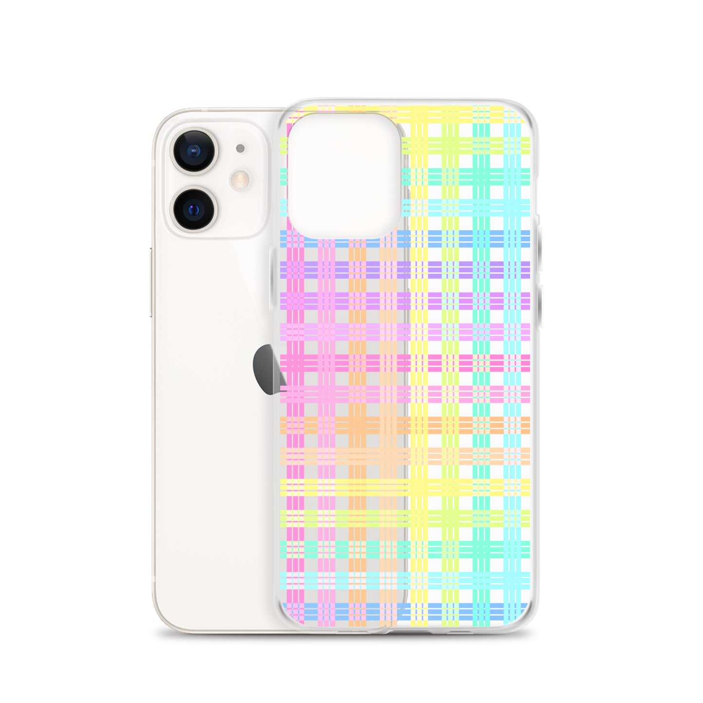 Pastel Rainbow Plaid Clear Case for iPhone®