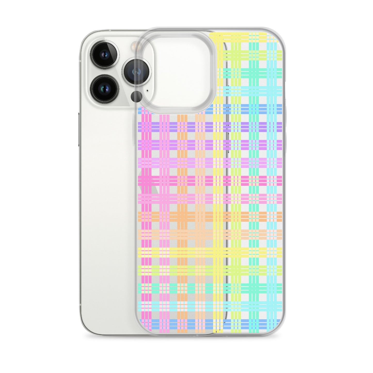 Pastel Rainbow Plaid Clear Case for iPhone®