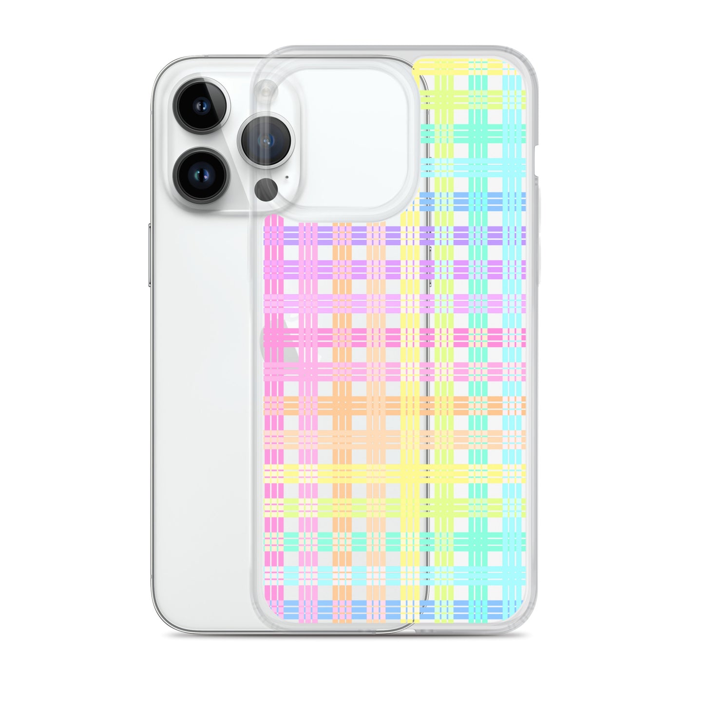 Pastel Rainbow Plaid Clear Case for iPhone®