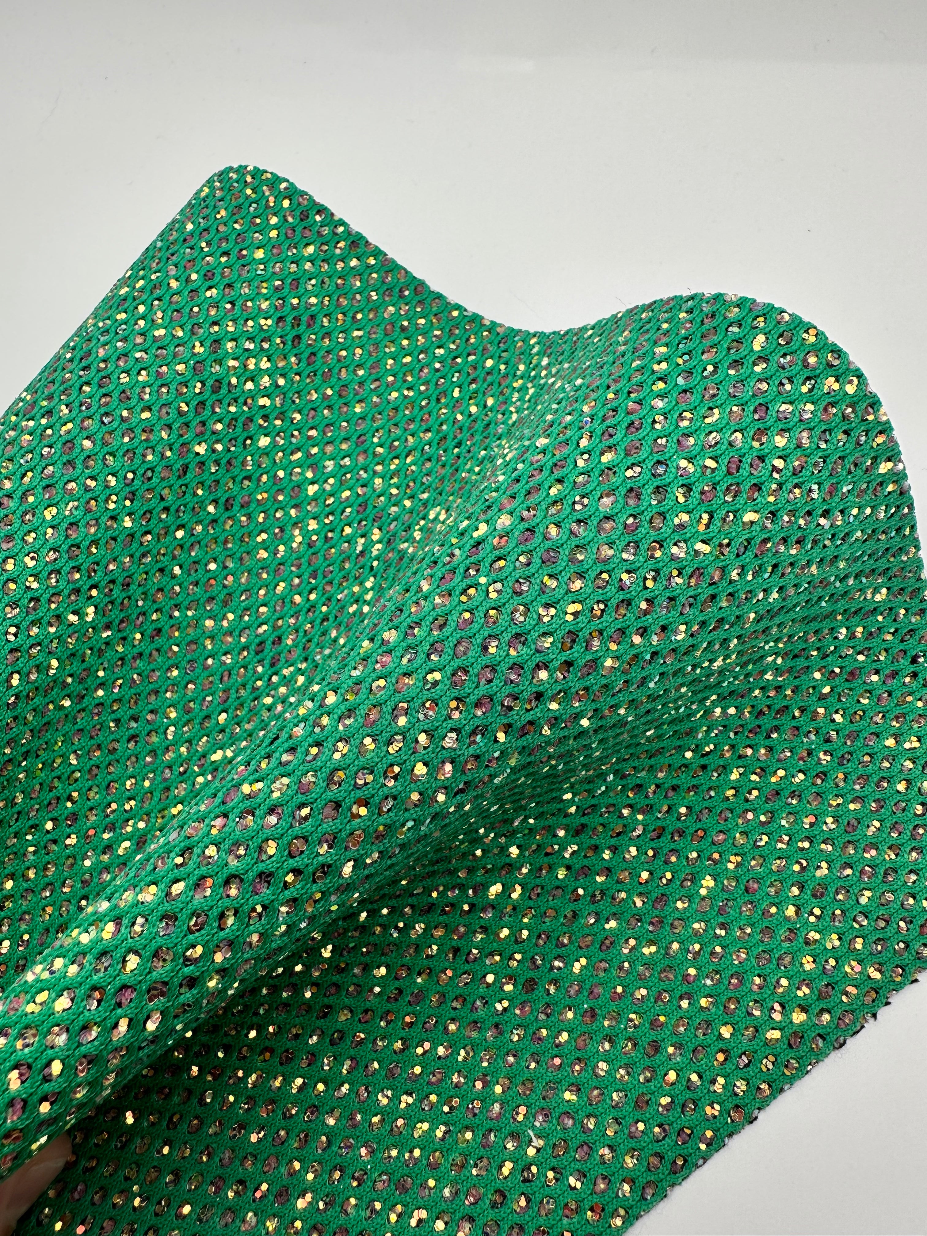 Green Fishnet Glitter Craft Vinyl
