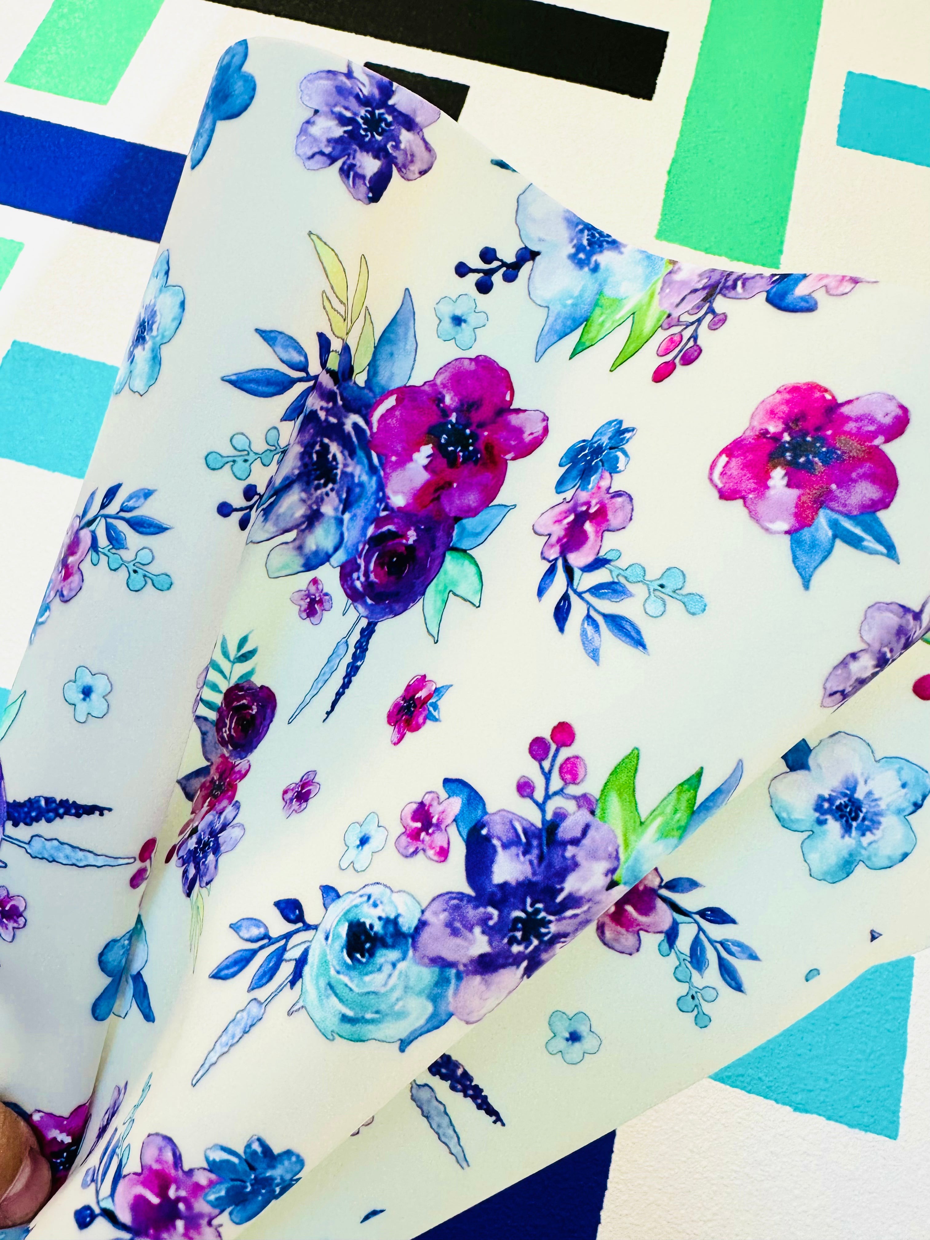 Watercolor Floral Frosted Jelly Print Vinyl