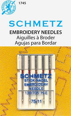 Schmetz Machine Embroidery 5-pk sz11/75 Needles