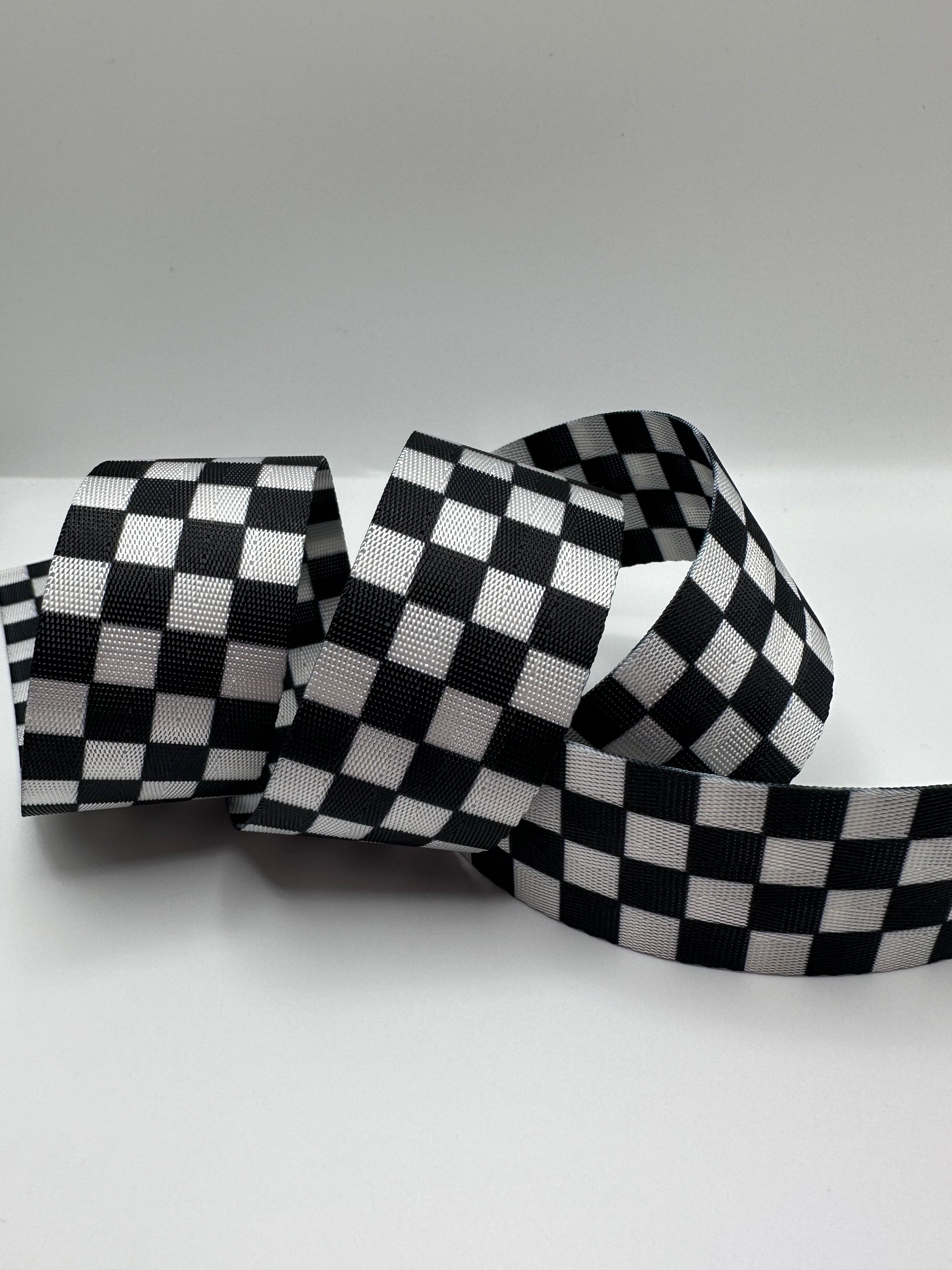 Black/White Diagonal check 1.5” Seatbelt Webbing