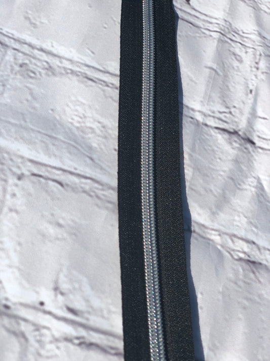 Black Zipper Tape with Iridescent teeth - Sassafras Lane Designs