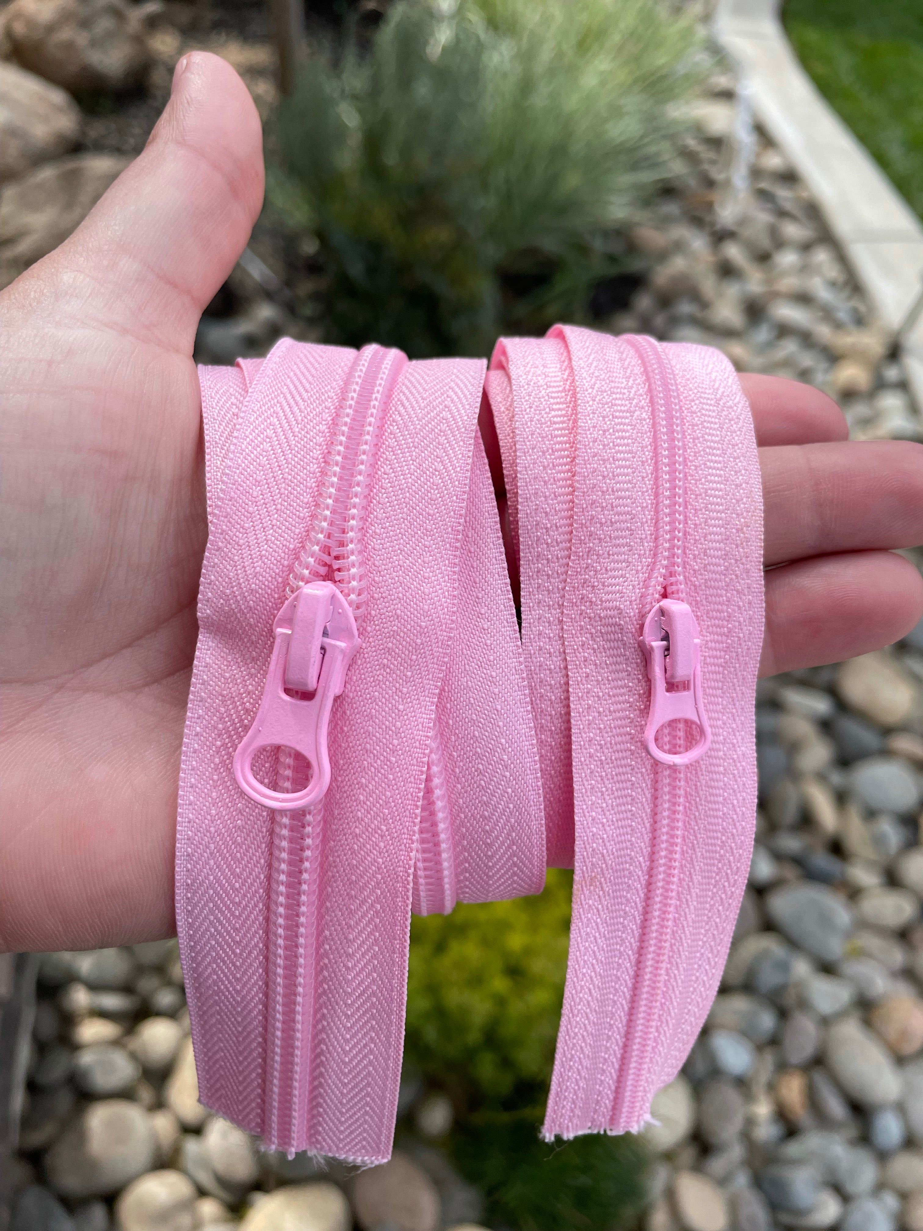 Pink Nylon Zipper Tape by the yard (sizes #5 and #3)