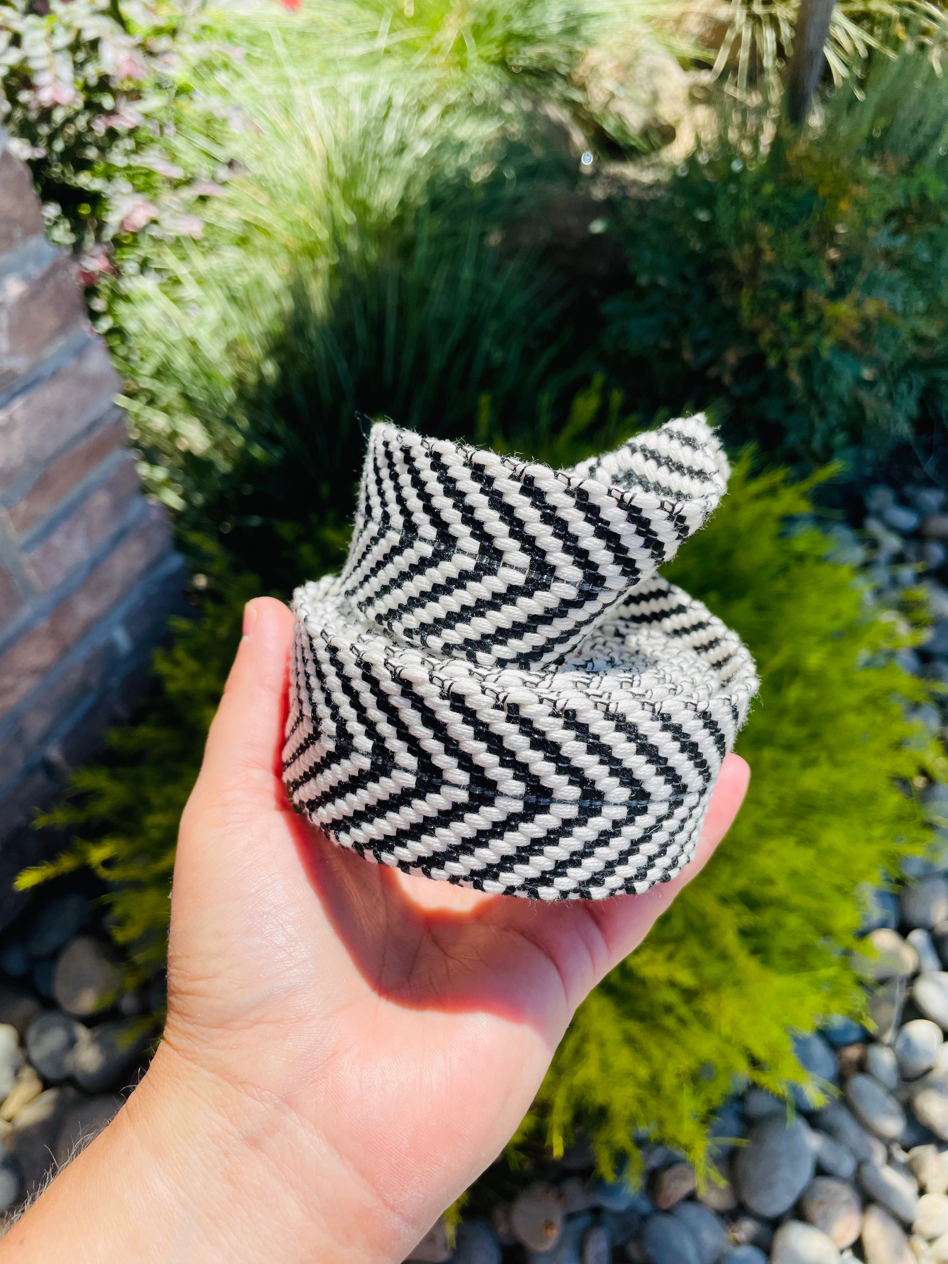 Black And White Woven Chevron 1.5”  Webbing