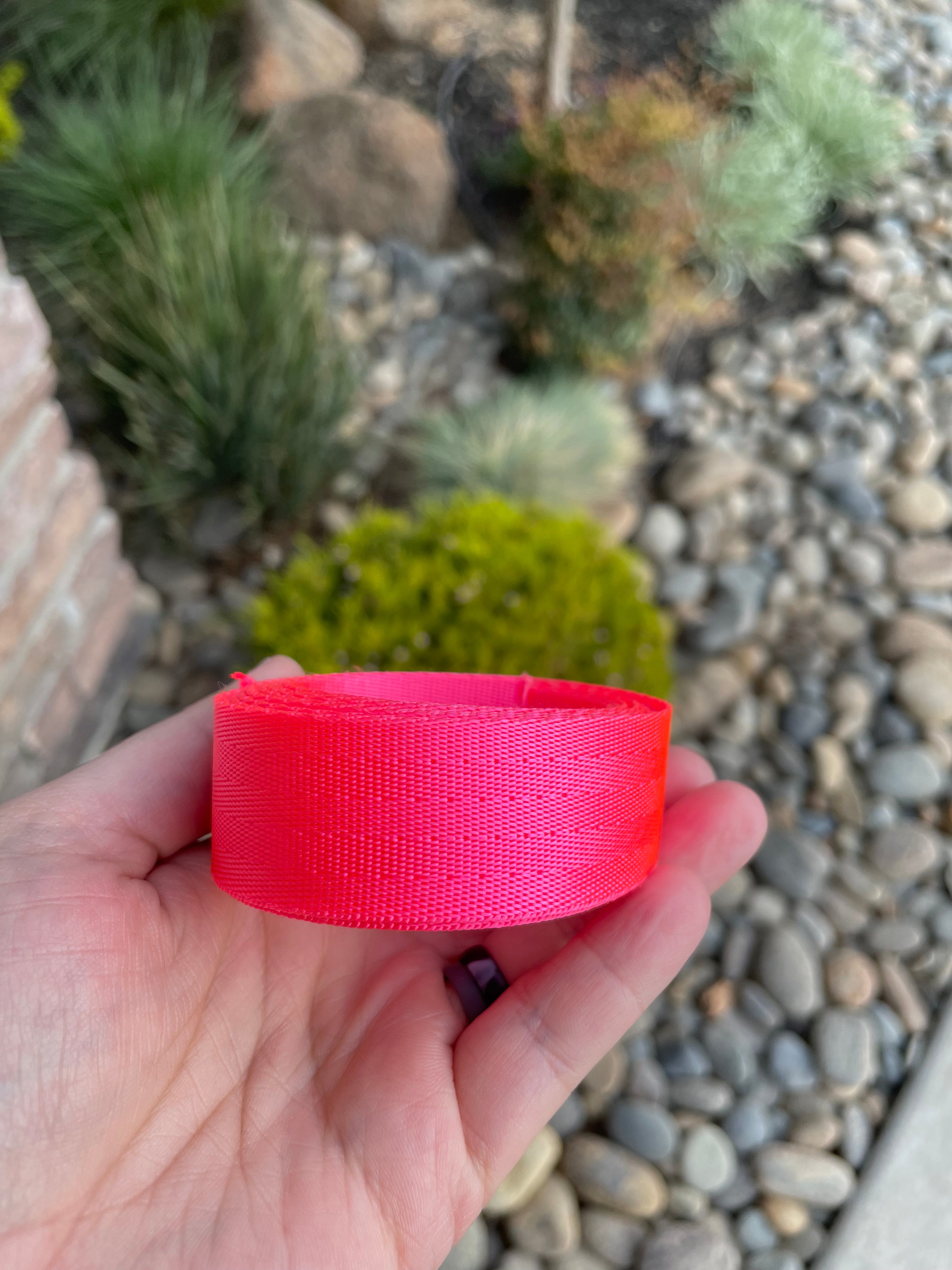 Neon Pink 1” Seatbelt Webbing (by the yard)