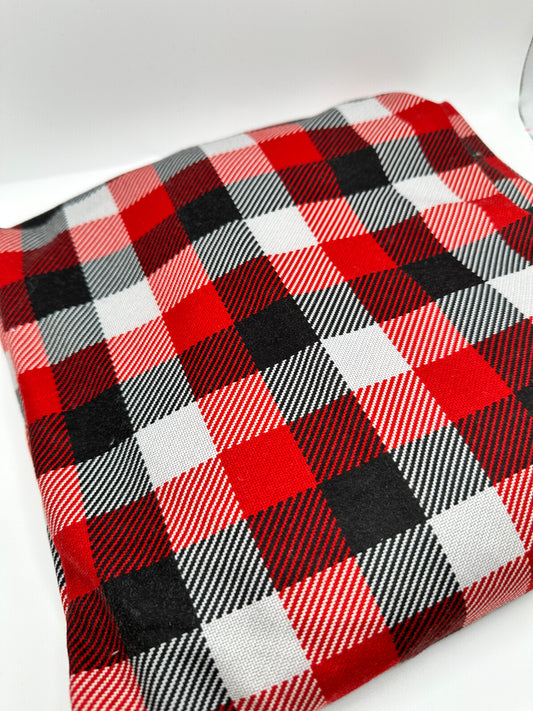 Red/ white/ black check Brushed Poly