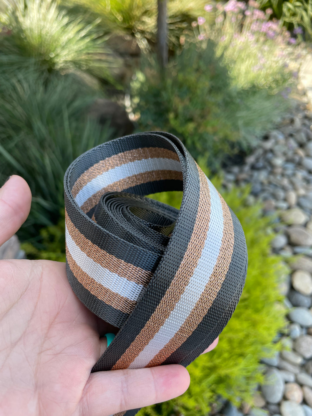 Charcoal /Gold / White 1.5” Seatbelt Webbing