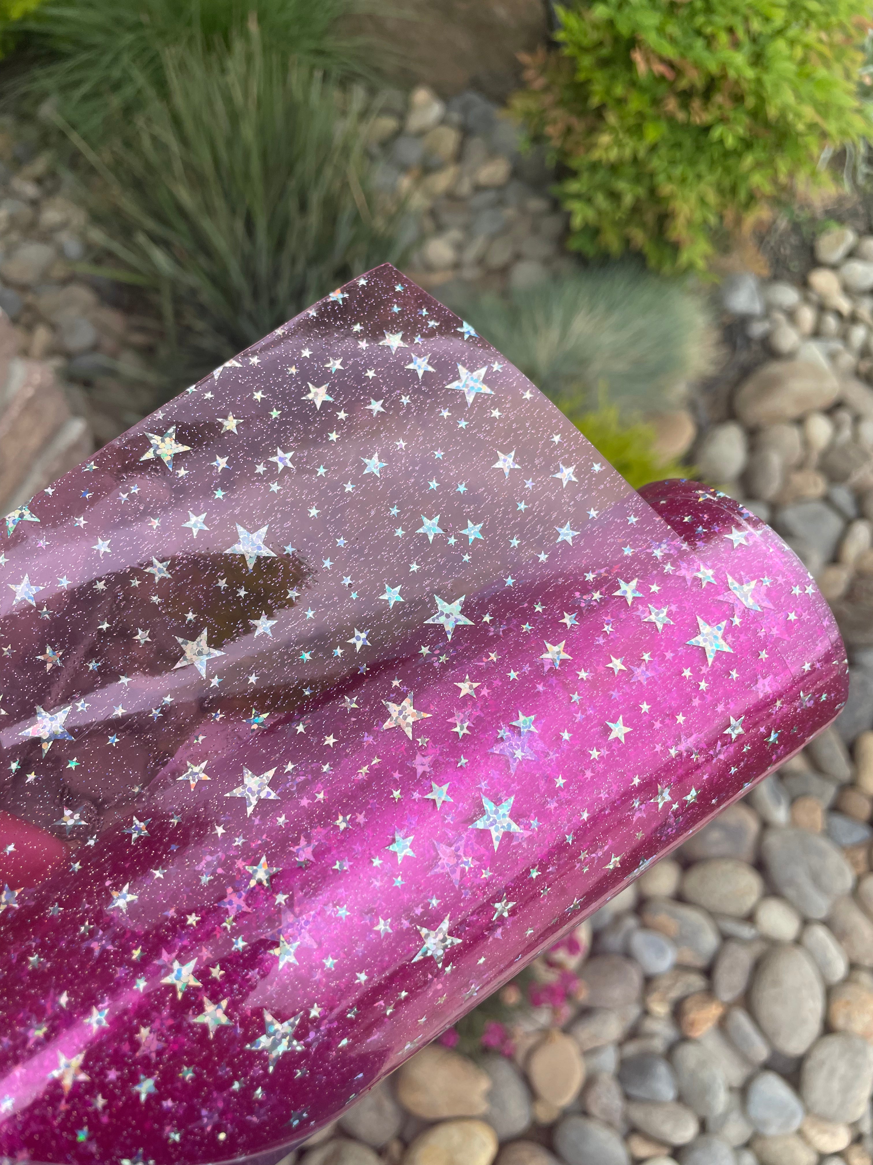 Hot Pink Holographic Star Glitter Jelly Vinyl