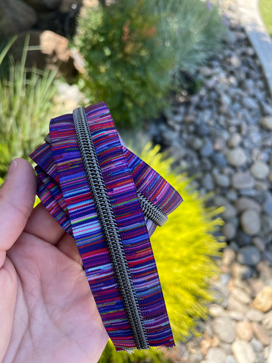 Jewel Stripe with Gun Metal teeth zipper tape