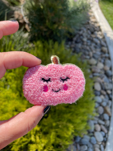 Pink Pumpkin Glitter Chenille Patch (self adhesive)
