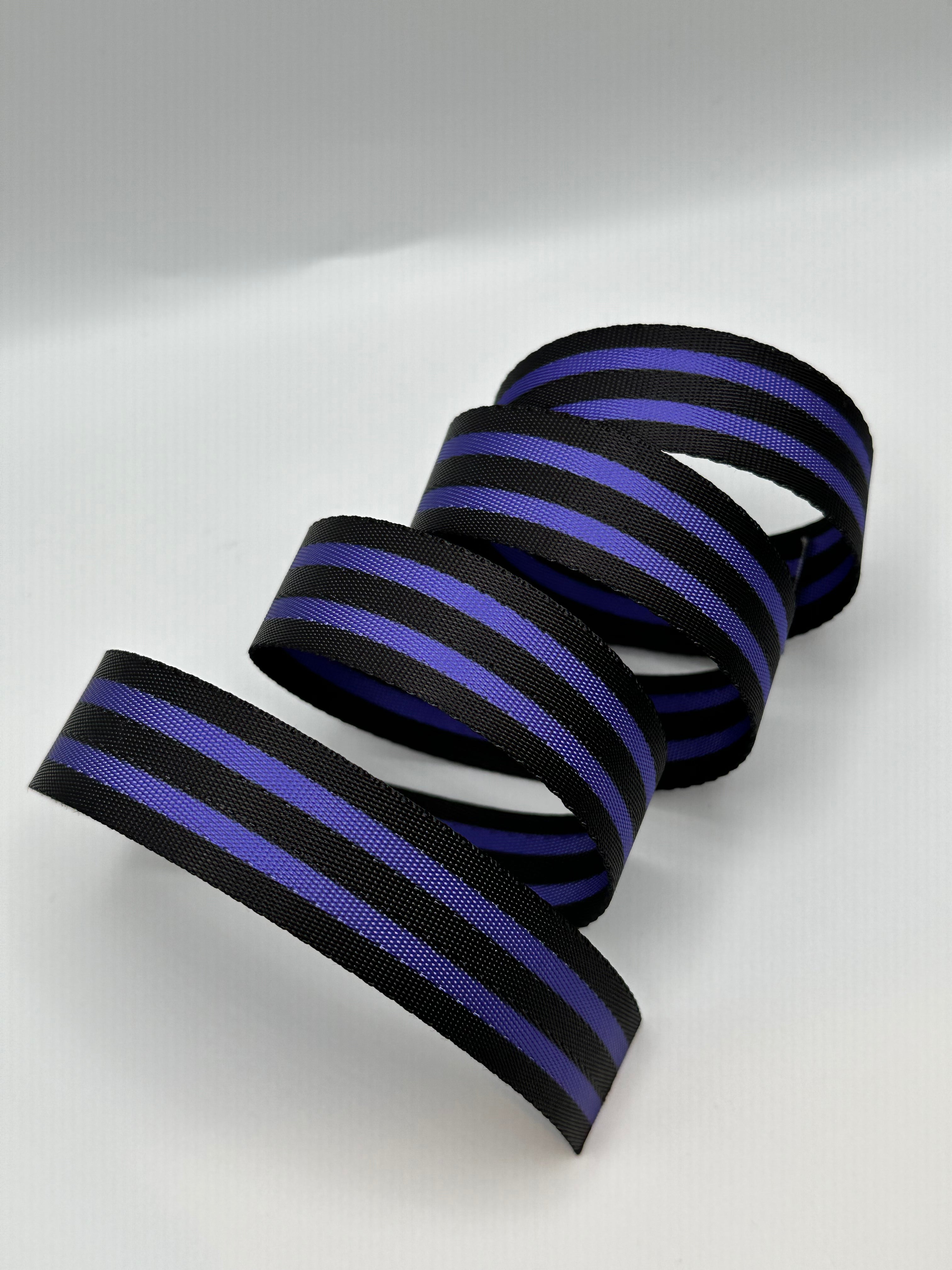 Purple and Black Stripe Webbing (March bee box) 1” Seatbelt Webbing