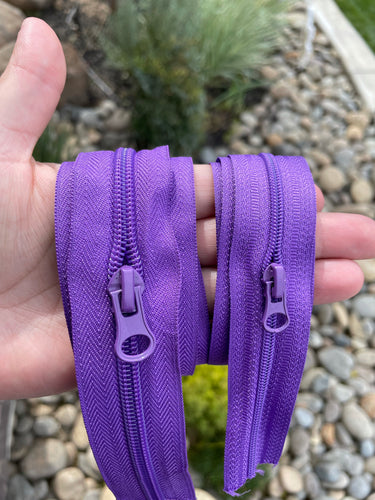 Purple Nylon Zipper Tape by the yard (sizes #5 and #3)
