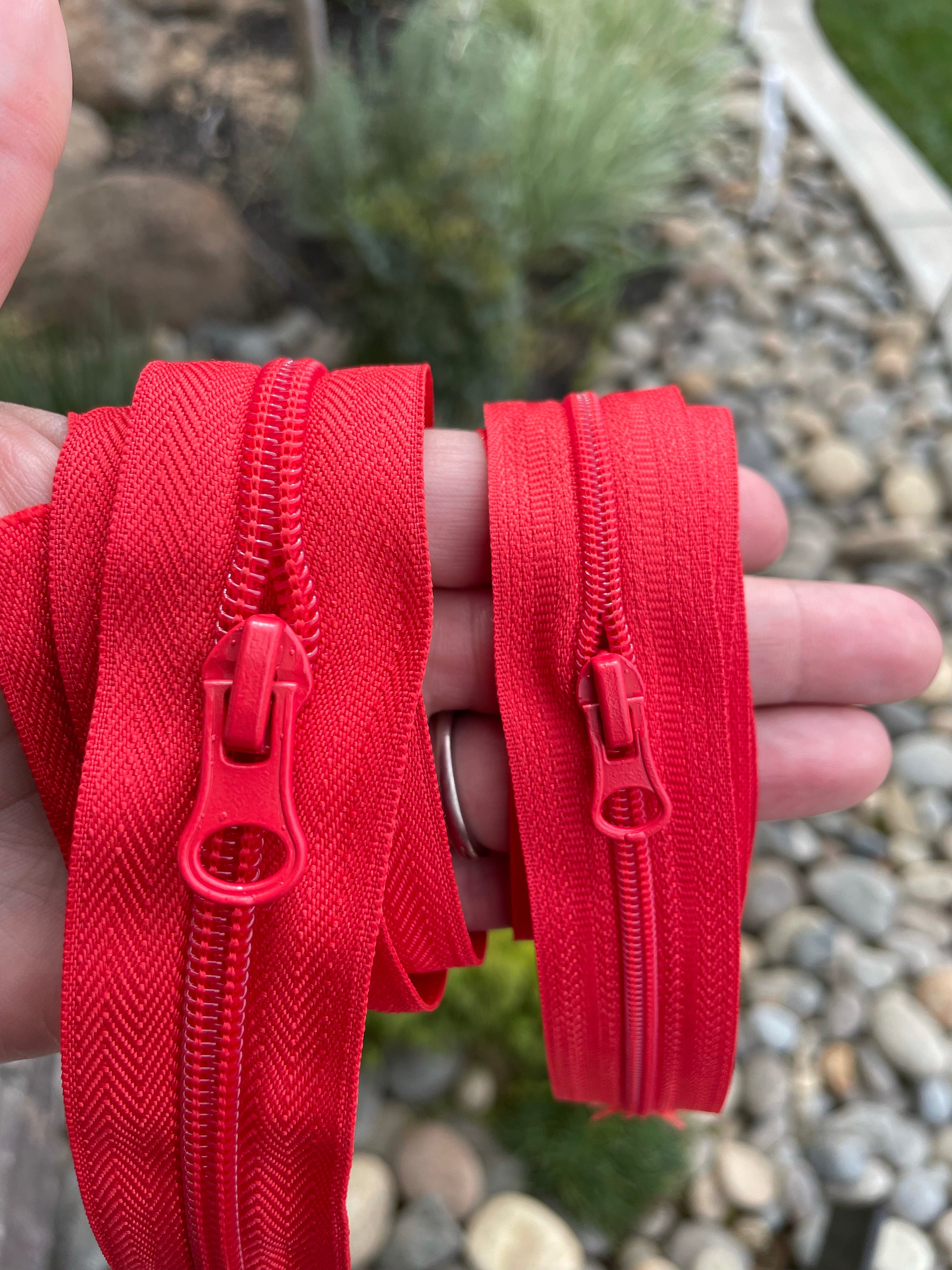 Red Nylon Zipper Tape by the yard (sizes #5 and #3)