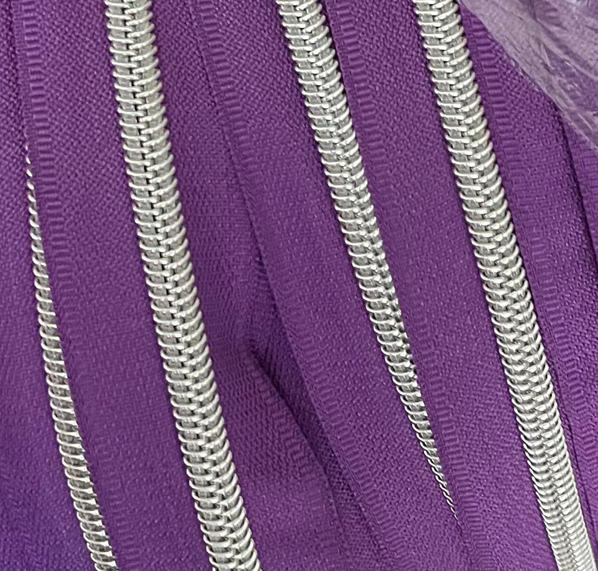 Purple with Silver teeth zipper tape