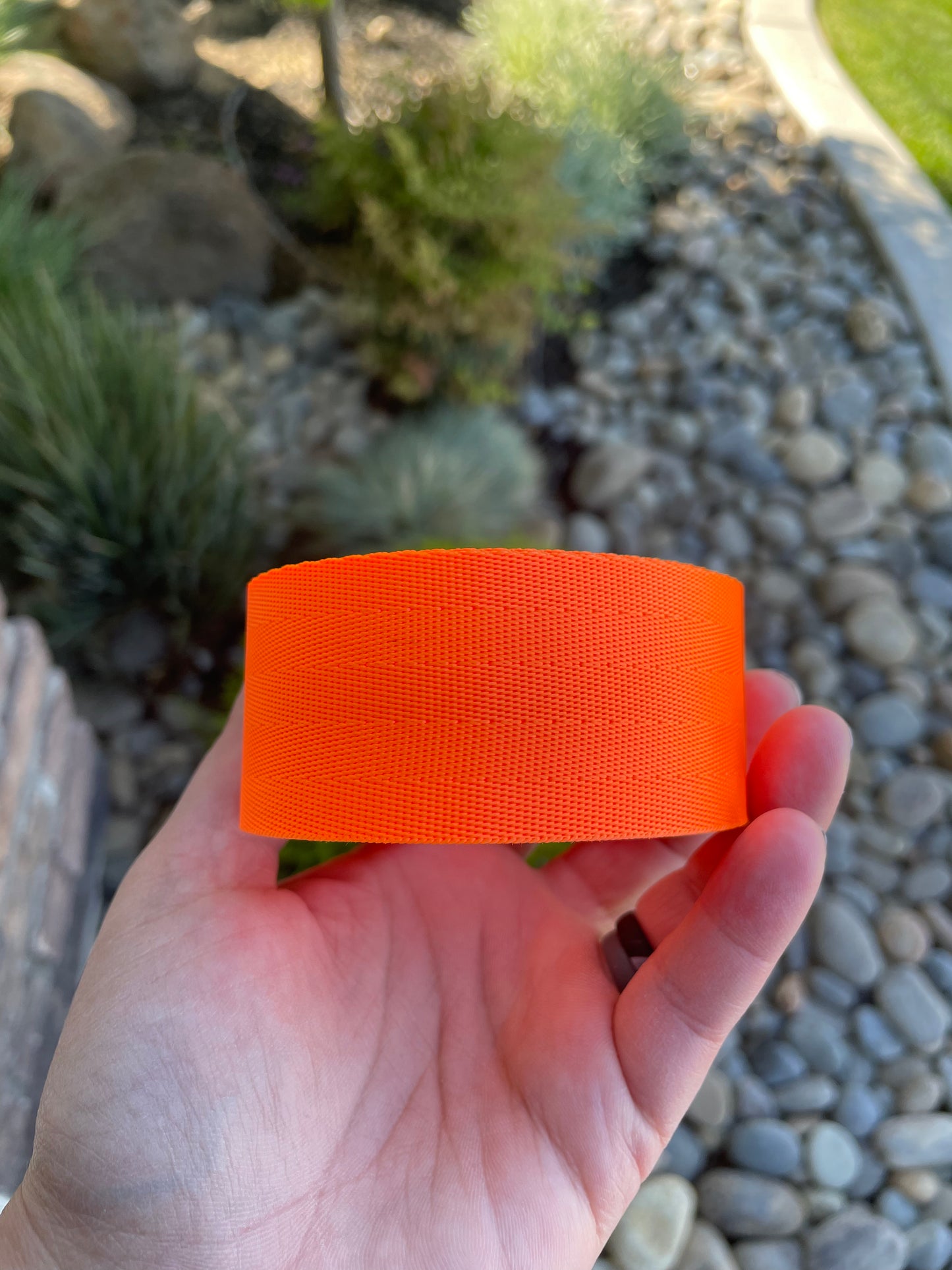 Neon orange 1.5” Seatbelt Webbing (by the yard)