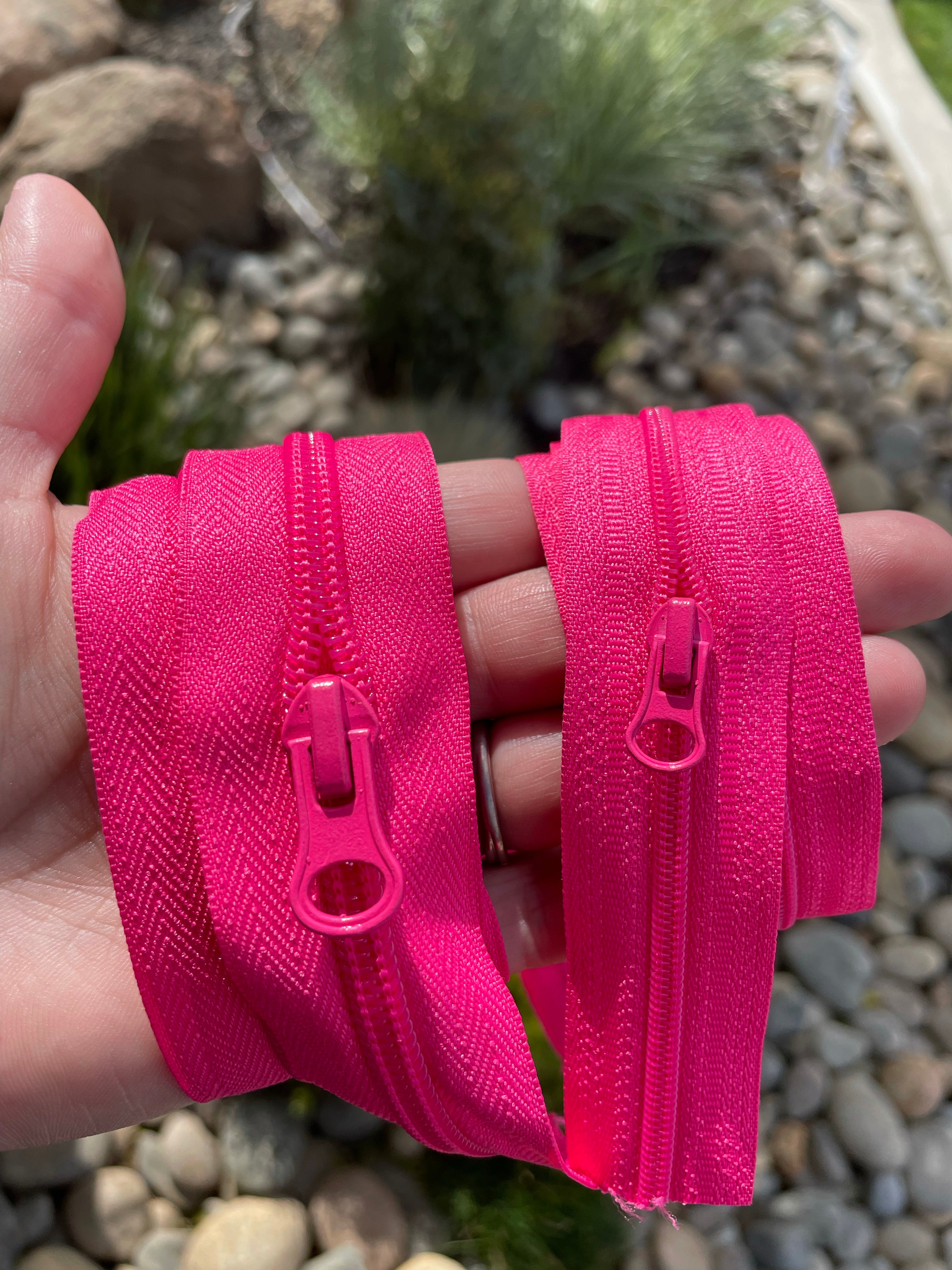 Hot pink Nylon Zipper Tape by the yard (sizes #5 and #3)