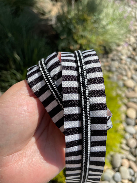 Glow in the Dark Black and White Stripe zipper tape
