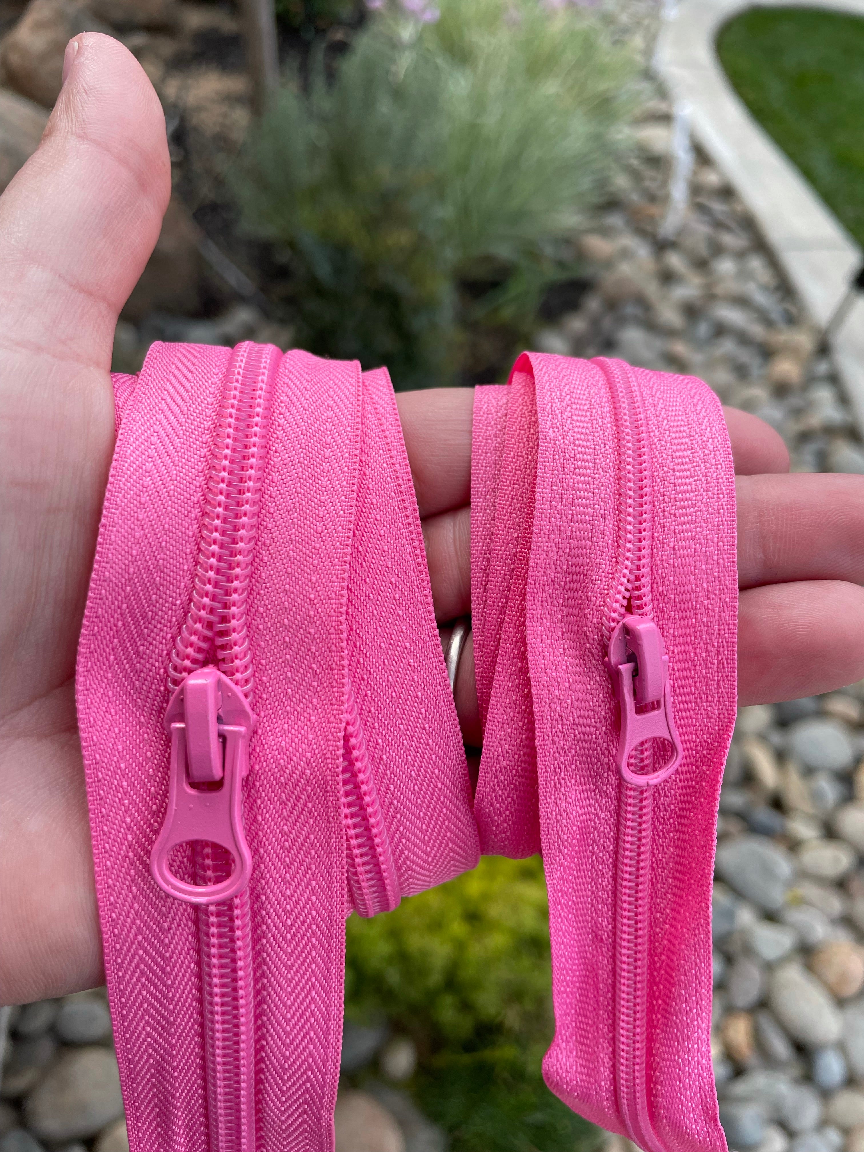 Bubblegum pink Nylon Zipper Tape by the yard (sizes #5 and #3)