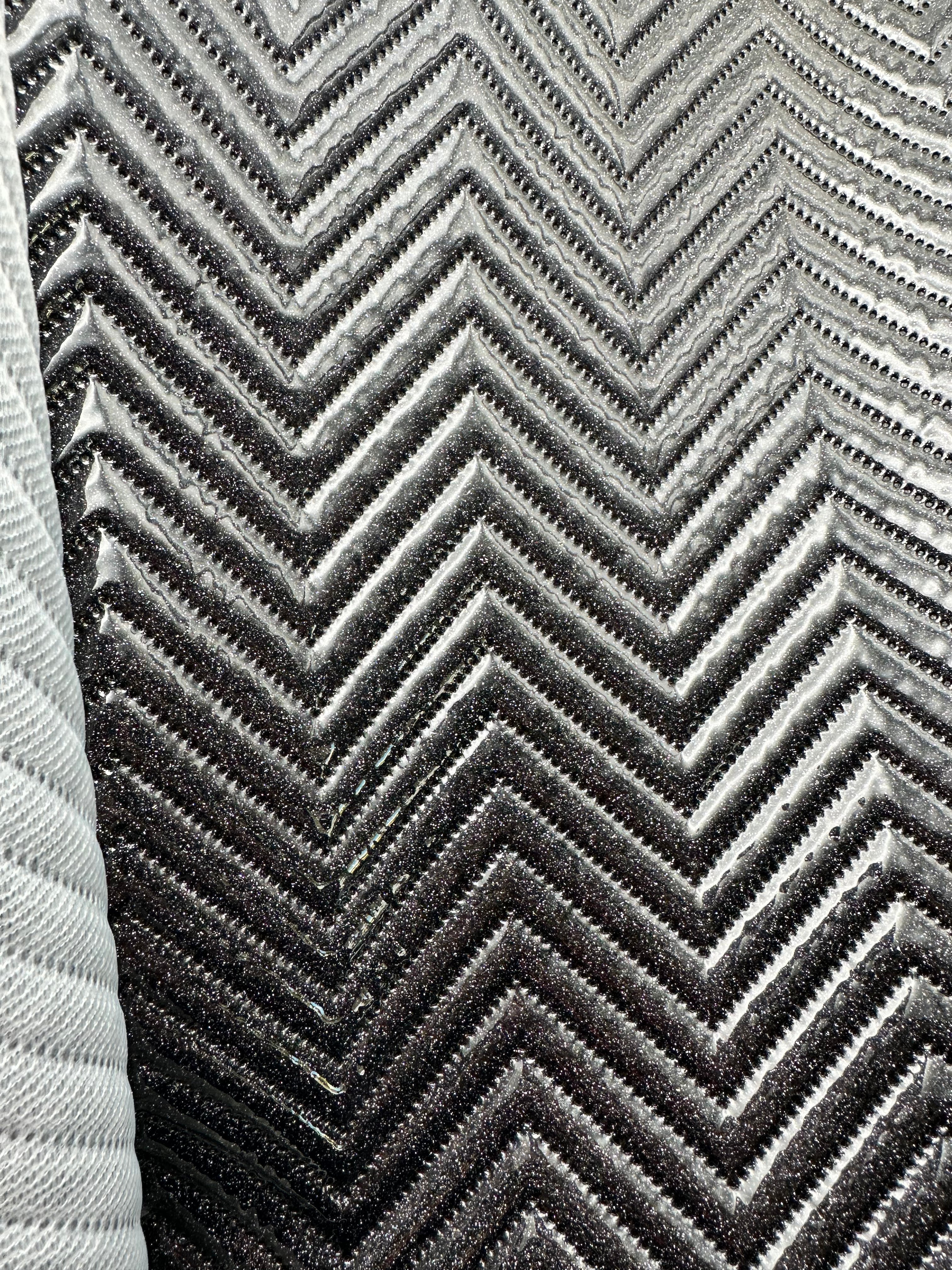 Black Glitter Chevron Quilted Vinyl