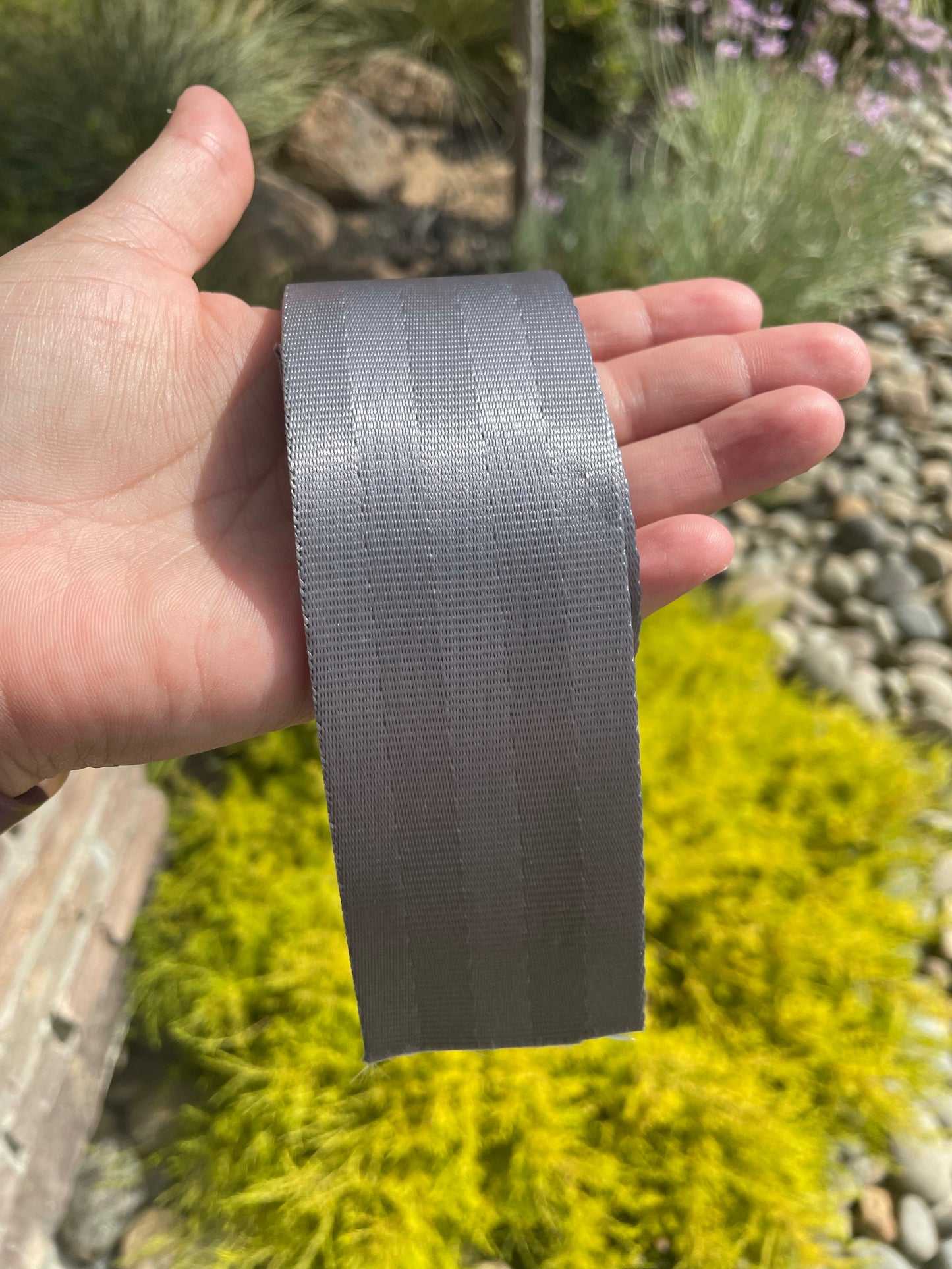 Silver 2” Seatbelt Webbing (by the yard)